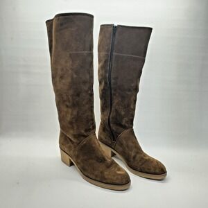 Antonini Gorgeous‎ Tall Dark Brown Suede Fur Lined Side Zip Gum Sole Boots 9